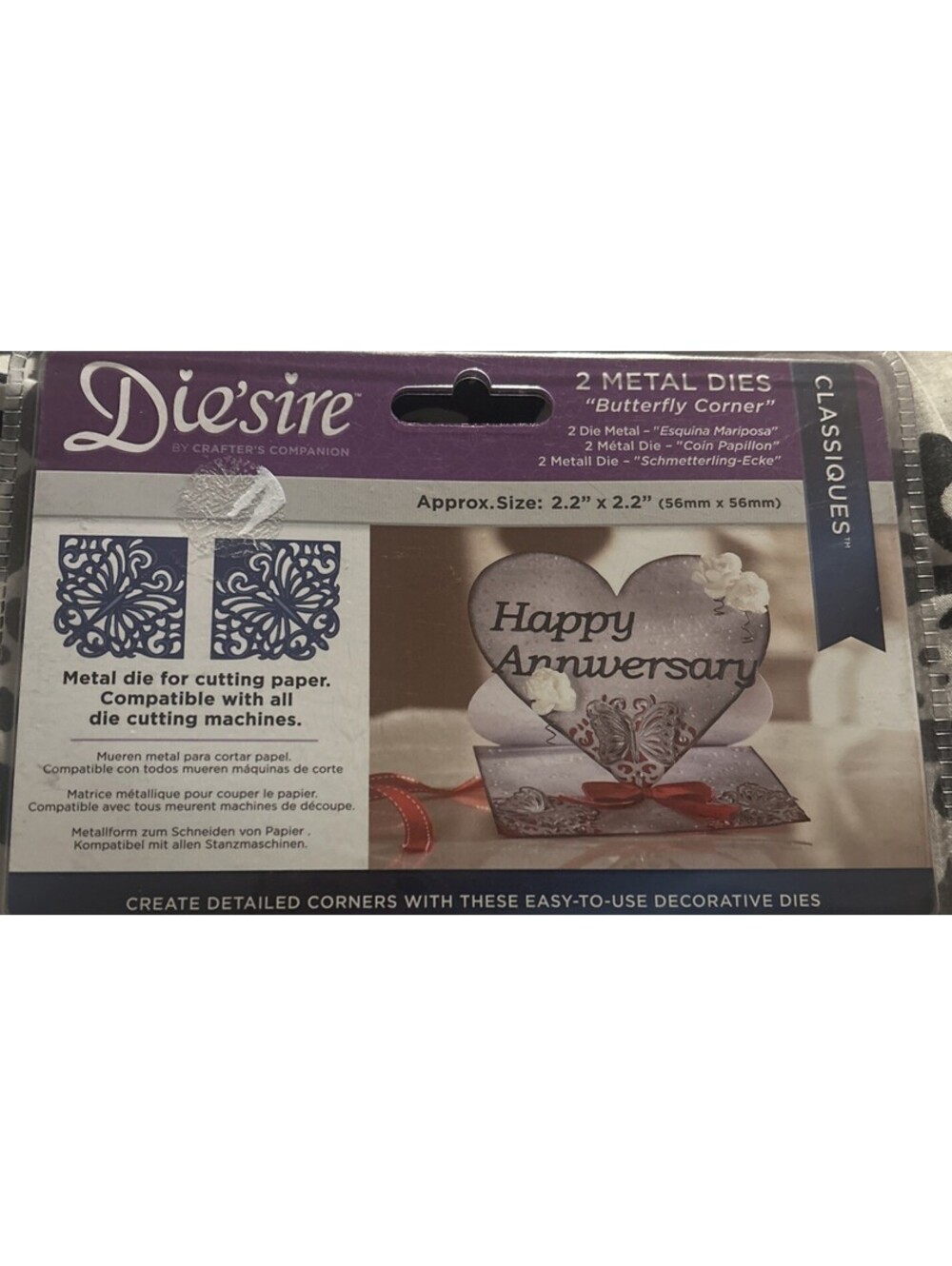 Die'sire Classiques Metal Die Set  Butterfly Corner New